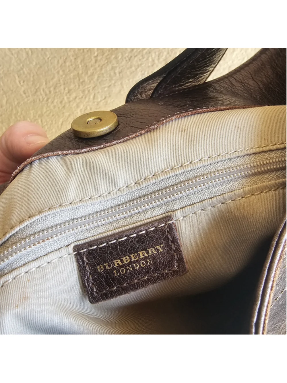 Burberry Metallic Bronze Leather Hobo Shoulder Bag